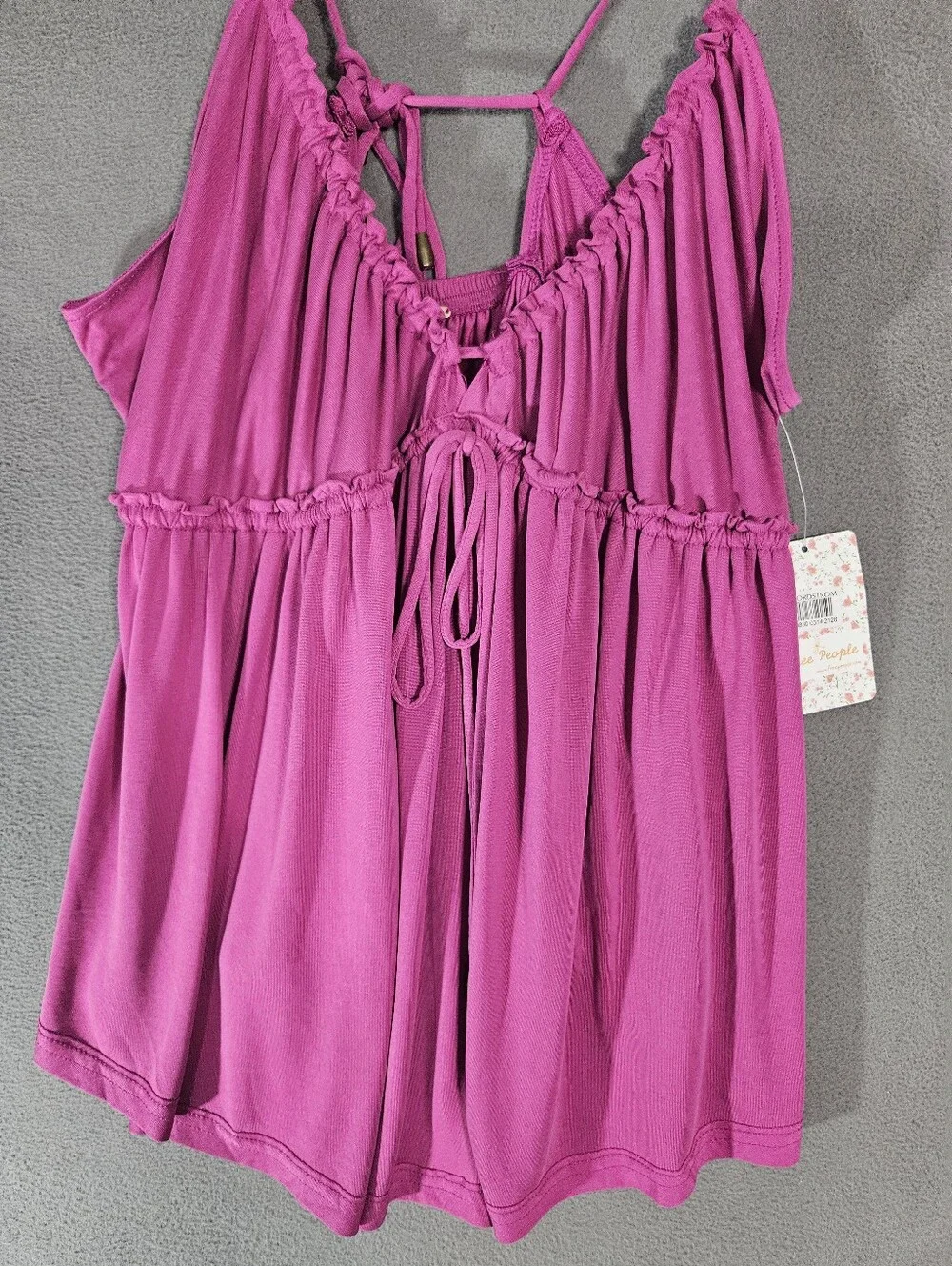 NWT Free People Sundrop Camisole Size Small Fusha Pink Strappy Oversized Tank
